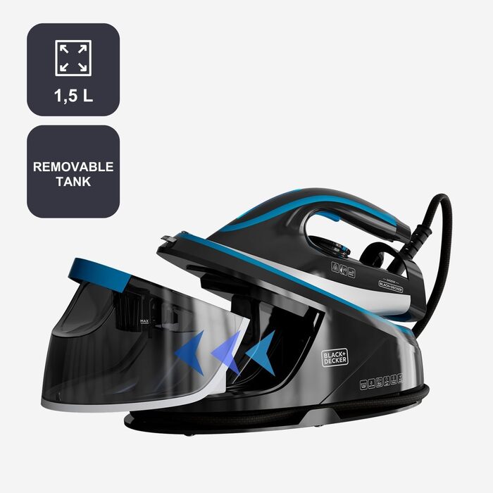 Праска-парогенератор BLACK+DECKER BXSS2401E, 2400 Вт, 200 г/хв, 1,5 л, регулювання температури, ECO-режим