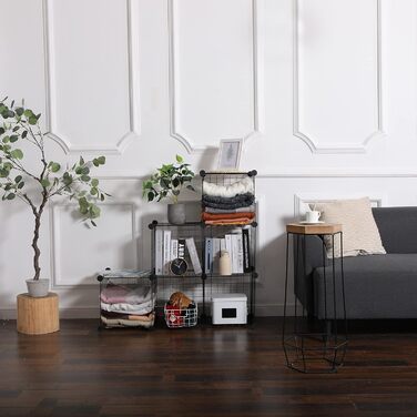 YCOCO Storage Shelf with 6 Cube Shelves, Bookshelf, Bookshelf for Bedroom, Office, Dorm Room, University, Living Room, Black. (Wire-6 Cubes)