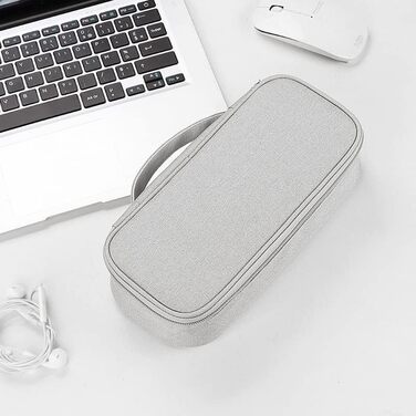 Органайзер для електроніки Arae Elektronik Organizer Tasche Kabel Tech Pouch - міцний водонепроникний чохол для кабелів та гаджетів (сірий, одиночний шар - L)