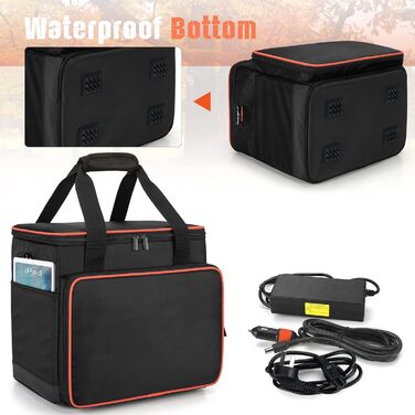 Trunab Generator Bag, Three Sizes, Compatible with Jackery Explorer 160/240/300/500/1000 & ALLPOWERS S300/R600/R700, Carry Case for Portable Power Station with Pockets for Charging Cables and Accessories