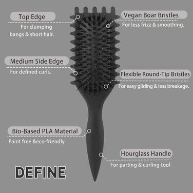 Щітка для локонів Lockenbürste: розгладжує, формує, не тягне, нейлон, унісекс (24 см)