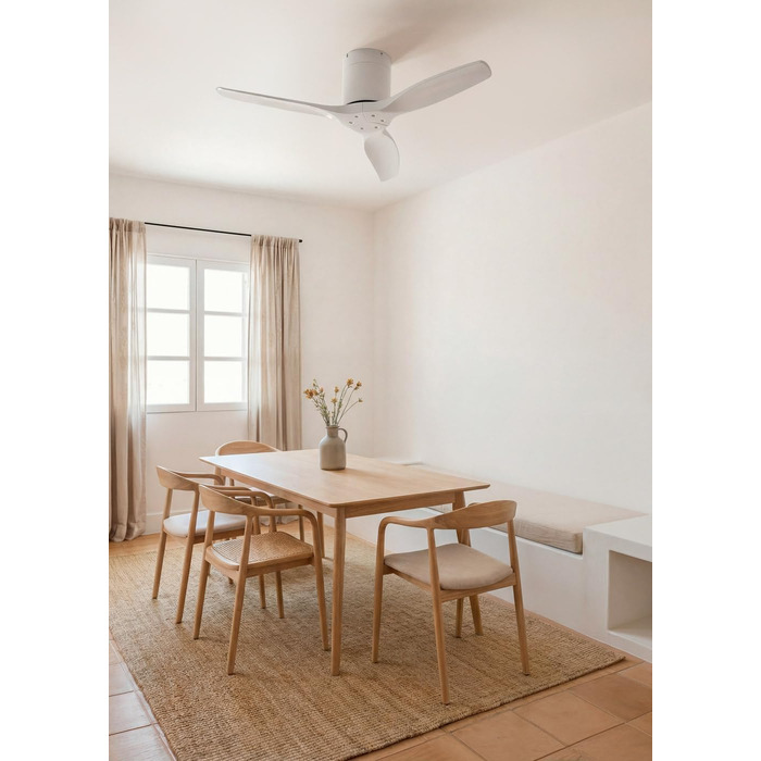 Стелянка-вентилятор Windcalm S з ABS корпусом, освітленням та пультом керування, 40W, тихий, Ø112cm, 6 швидкостей, 3 LED-температури, таймер, літньо-зимовий режим (білий, без освітлення + контролер)