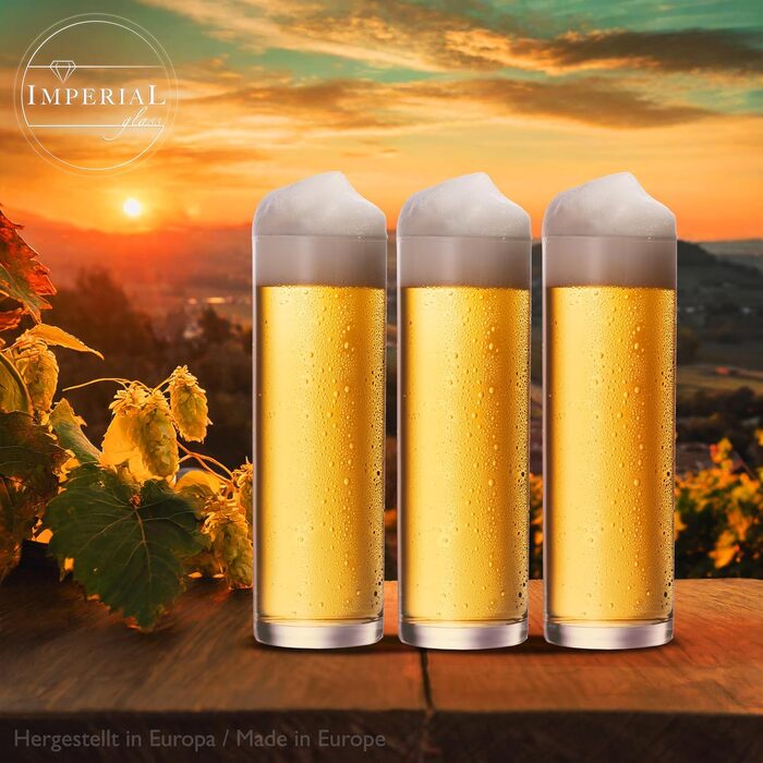 Набір склянок для пива Kölsch Imperial 6 шт, 200 мл (max 250 мл), скляні, для пива, стійкі до посудомийної машини