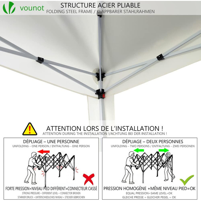 VOUNOT® Pavilion 3x3m with 4 Side Walls & 4 Sandbags, Pop-Up Folding Pavilion, Folding Garden Tent Party Tent, including Bag, Grey (White + 4 Side Walls)