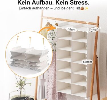 Органайзер для одягу на 6 рівнів, розкладний, з металевими гачками - для шафи, спальні, гуртожитку