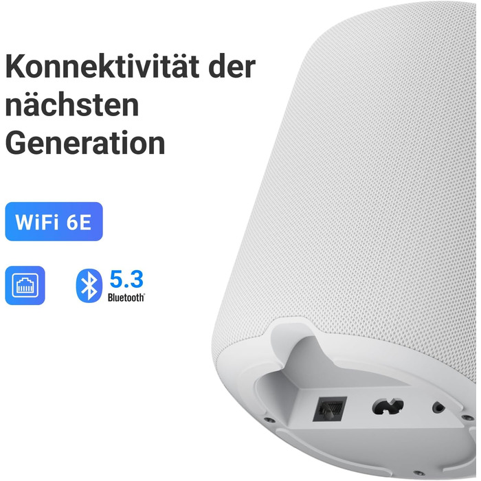 WiiM Sound Lite – Розумна колонка з Alexa, Wi-Fi 6E, Bluetooth 5.3, Hi-Res 24-bit/192kHz, AI RoomFit, 100W, для ПК та TV, Біла