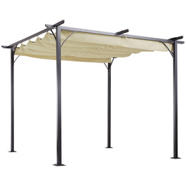 Outsunny Pergola Gazebo 3 x 3 m Waterproof with Sliding Roof and UV Protection for Garden and Patio, Aluminum Beige