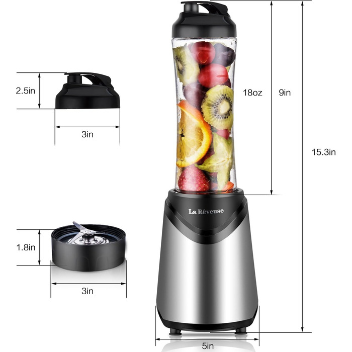 Блендер La Rêveuse Mix&Go Standmixer: компактний, електричний, рожевий, з 2 пляшками 550 мл