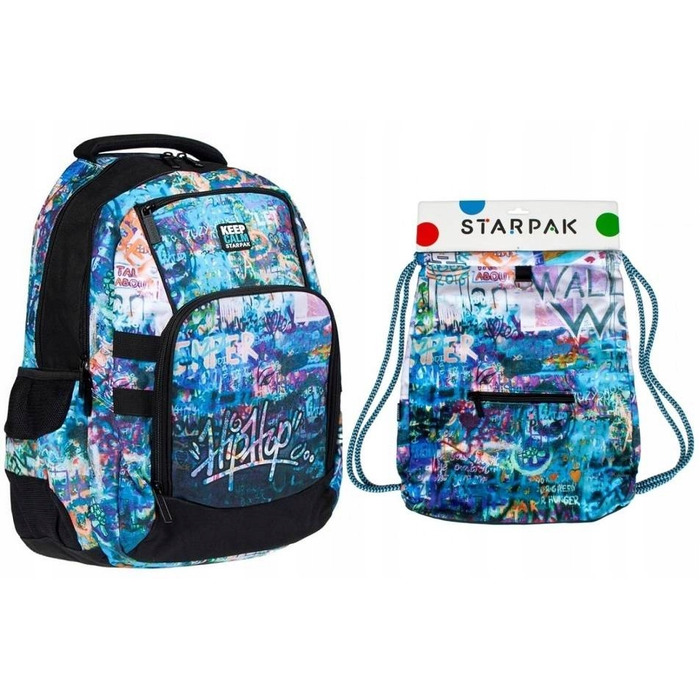 Молодіжний шкільний рюкзак StarPak з кількома відділеннями, принт Hip Hop Graffiti