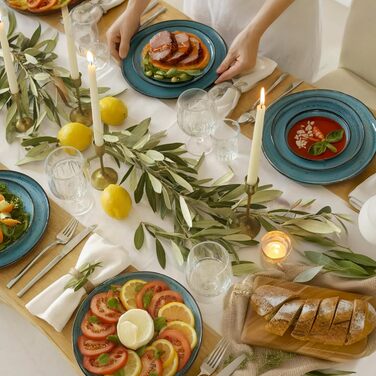 Набір посуду Twinzee Steingut 24 елементи (6 персон) - тарілки та миски, Tafelservice, з каменю, колекція Riviera (Азур, великі тарілки (x6))