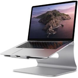 Підставка для ноутбука з алюмінію, Heat-Vent, сумісна з MacBook, Dell, HP, Lenovo, Microsoft Surface, Samsung, 11-16 дюймів, сірий (патентована) (102S-Silver)