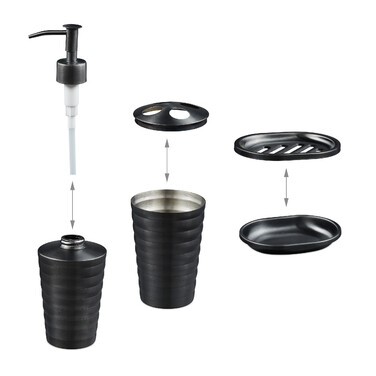 Relaxdays 4-Piece Bathroom Set Stainless Steel