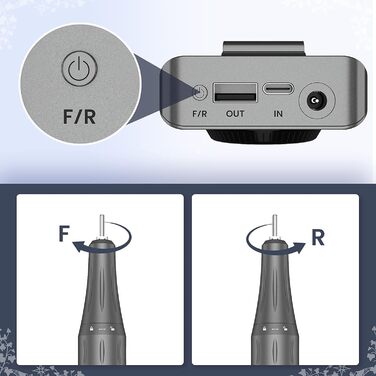 Електричний фрезер для манікюру та педикюру Delanie з акумулятором, 35000 об/хв, для гелю, акрилу та видалення кутикули, з LED-дисплеєм, USB-зарядка (сірий)