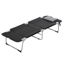 Outsunny Folding Camping Bed Field Bed with Pillow 183x66x33cm Lightweight Portable for Outdoor Camping Black Silver