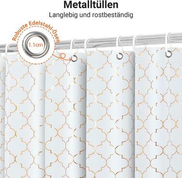 Штора для душу 180x200 см Phnom Penh Квіти, антигрибкова, водовідштовхувальна, поліестер, з кільцями (1 шт)