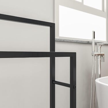 Підлогова сушарка для рушників з 5 полицями, чорного кольору, з двома кріпленнями