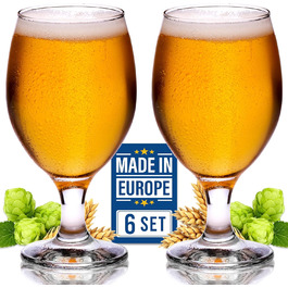 Volarium CRYSTALIA Luxus: Набір з 6 келихів для пива, 400 мл, без свинцю, келихи для крафтового пива, IPA, бельгійського стилю