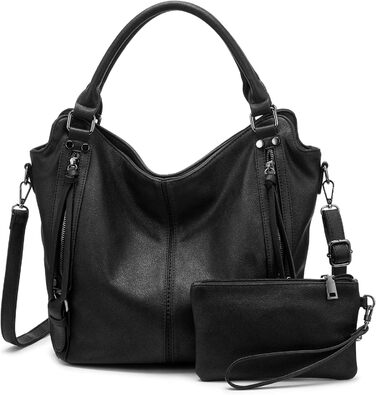 Жіноча сумка-шопер 2в1 Reaer: сумка через плече та хобо для офісу, навчання, покупок, подорожей, чорна (M)