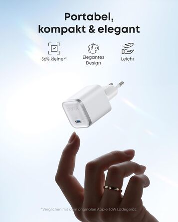 Anker Nano 45W USB-C Зарядний пристрій: Компактний мережевий адаптер для швидкої зарядки iPhone 17/Pro/Max, MacBook, Pixel, iPad, Samsung Galaxy (з кабелем 1.8м) - Білий