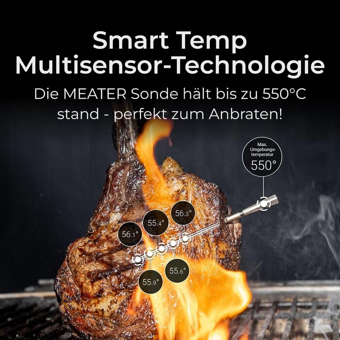 MEATER Pro Duo: Розумний термометр для м'яса | Висока термостійкість 550°C | Велика дальність | Сертифікована точність | Для BBQ, духовки, гриля, коптильні, фритюрниці | 50+ рецептів в додатку