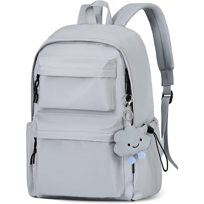 Жіночий рюкзак FIORETTO для дівчаток та хлопчиків, підходить для ноутбука 15.6 дюймів, з антикрадійним кишеням, ідеальний для школи, коледжу, подорожей, зелений (світло-сірий)