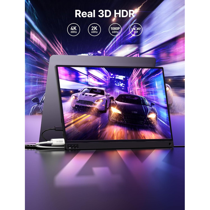 Кабель USB C до Mini HDMI JSAUX 3.3FT (1м), білий. Підтримка 4K@30Hz/2K@60Hz/1080P. Сумісний з портативним монітором, Steam Deck, ноутбуком, телефоном.