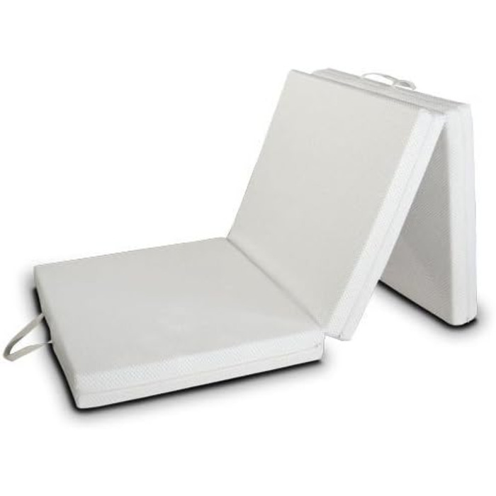 Гостьовий матрац EVERGREENWEB Futon 80x200 см з холодної піни, 3-секційний складаний, висота 10 см, знімний та праний чохол, гіпоалергенний, компактний