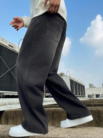 Чоловічі джинси Zewool Baggy Hip Hop, широкі, вузькі до низу, стрейч-денім, чорні, розмір M