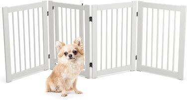 Захисне ґратка для собак COSTWAY 76 см, 4 панелі, дерев'яна з хвірткою, для дітей, складана, біла