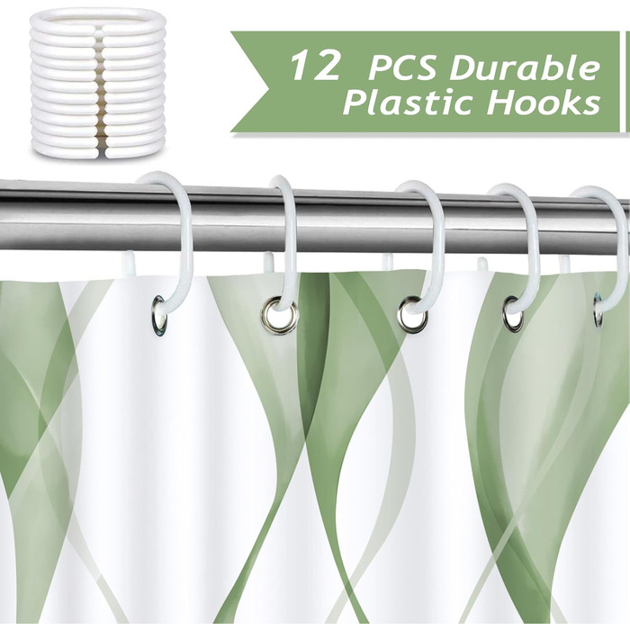 Шторка для душу Bonhause 180x180 см, водонепроникна, антигрибкова, смугаста, з 12 кільцями