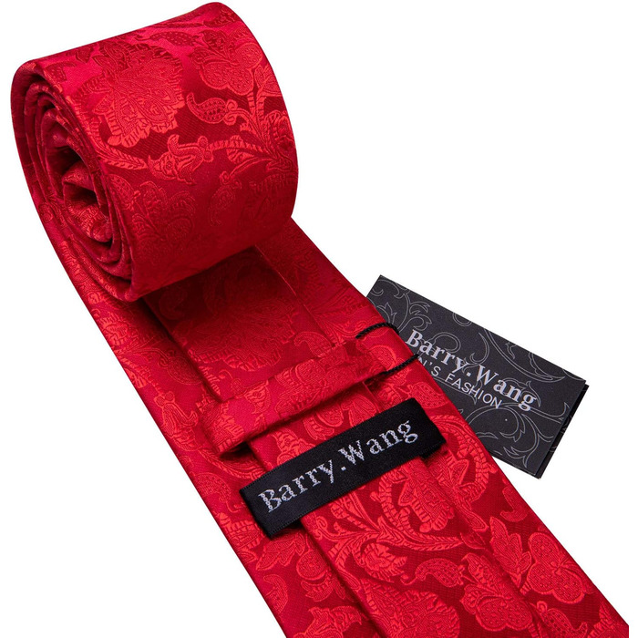 Набір краваток Barry.Wang для весілля: краватка, кишеньковий хустинка та запонки (червоний)