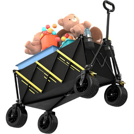 Складаний візок, переносний візок для тварин, з великими пляжними колесами для бездоріжжя та тримачем для напоїв для спорту, покупок, кемпінгу