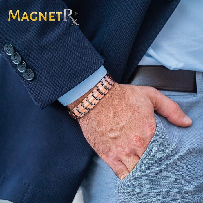 Магнітний браслет MagnetRX® для чоловіків з чистої міді - Браслет для магнітної терапії, ідеальний при артриті та синдромі карпального тунелю - З інструментом для регулювання розміру (Classic Style)