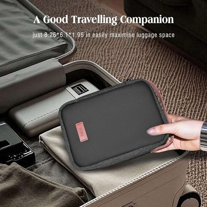 Органайзер для кабелів WIWU з ручкою, велика місткість, чорний. Для аксесуарів, техніки, зарядних пристроїв, повербанків, жорстких дисків. Регульовані перегородки, портативний, для подорожей, офісу, школи.