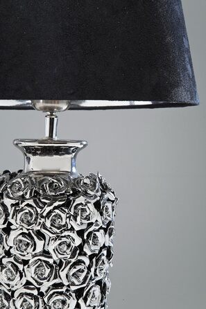 Настільна лампа Kare Design Rose у формі троянди, сріблясто-чорна, керамічна основа, 59x34x34 см — стильний світильник для вітальні та спальні