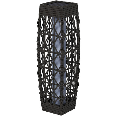 Outsunny Solar LED Garden Light with Rattan and Light Sensor, Grey, UV-Resistant for Outdoor Use