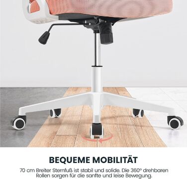 Крісло офісне Yaheetech ергономічне, з підйомними підлокітниками, регульованою підголівником, функцією гойдання, до 136 кг, білий/рожевий