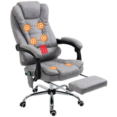 Vinsetto Office Chair with Massage Function, Ergonomic Desk Chair with Recline and Heat Function, Remote Control, Gray