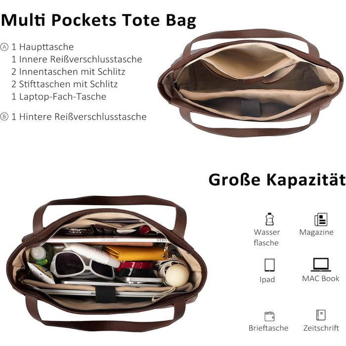 Сумка жіноча шкіряна befen Shopper A-кава з відділенням для ноутбука 14