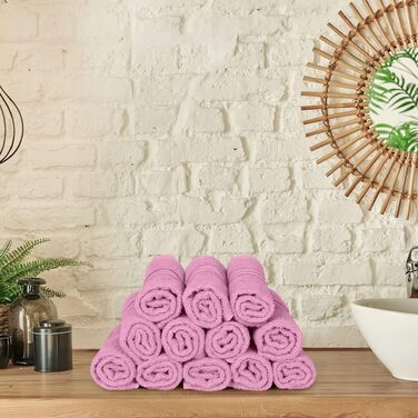 Набір розкішних махрових рушників для обличчя та тіла Utopia Towels, 100% бавовна, 30x30 см, м'які та гігроскопічні, колір Rose, 12 шт.