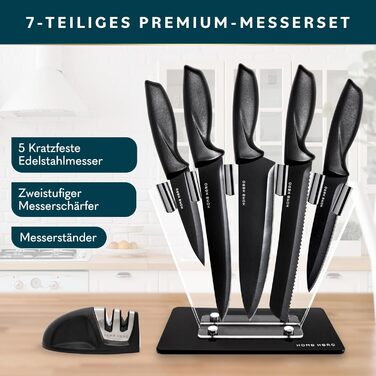 Home Hero Stainless Steel Kitchen Knife Set - 7 Piece Professional Chef Knife Set