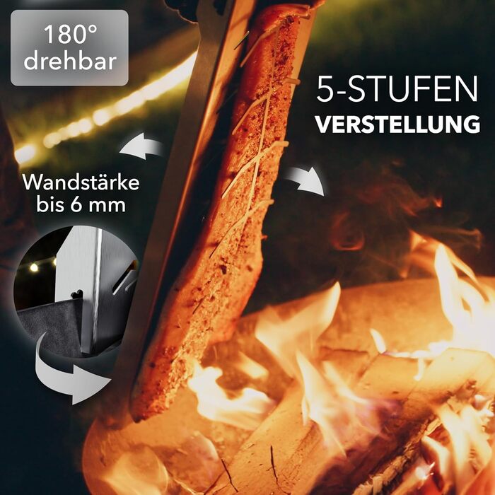 Bärenstahl Stainless Steel Salmon Grill Plank with Holder - Fireproof for Fire Pits & Charcoal Grills - Made in Germany