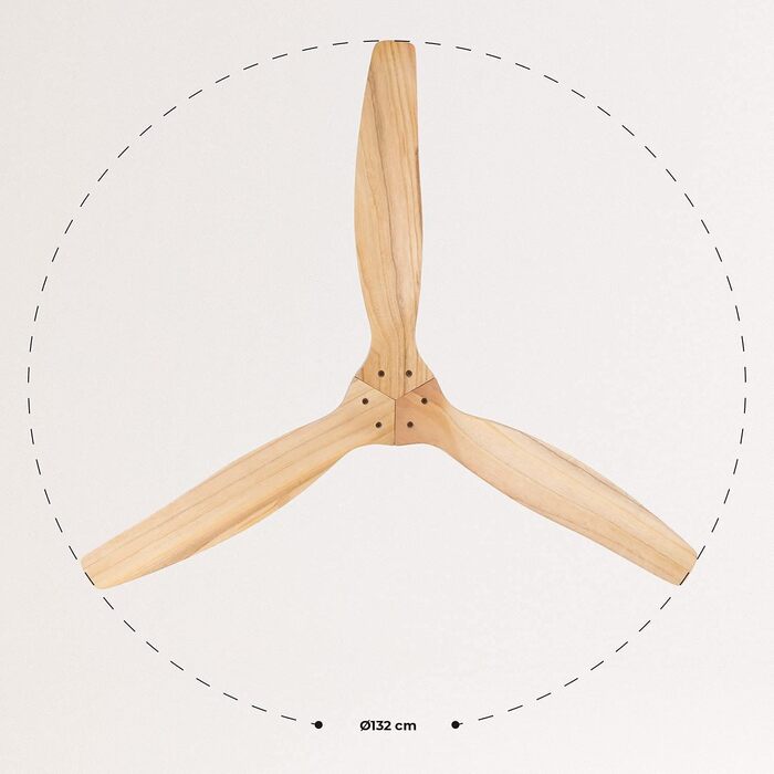 Вентилятор стельовий Windcalm M/ з підсвічуванням, Нікель, імітація світлого дерева, з пультом, 40W, Ø132cm, таймер, DC-двигун, літньо-зимовий режим