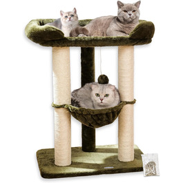 Драбина-кіготь для котів Happi N Pets 71 см, зелена: стабільна, з ліжком та гамаком, обтягнута сизалем