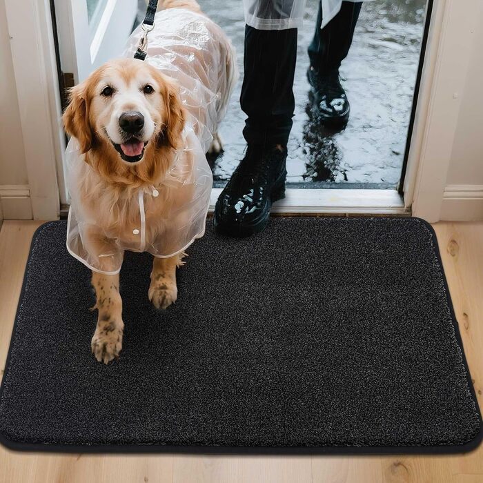 Килимок для входу COSY HOMEER 50x80 см, чорний - м'який, вологопоглинаючий, антиковзкий, для кухні, коридору, приміщення
