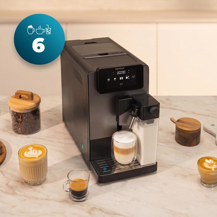 Кавомашина автоматична Cecotec Cremmaet Latte Art Elite 1500 Вт, 19 бар, керамічні жорна, 1.1л + 400мл, для капучино та лате