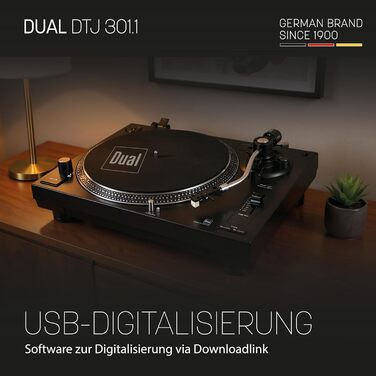 Програвач вінілу Dual DTJ 301.1 USB чорний з прямим приводом, Pitch-Control та USB-підключенням