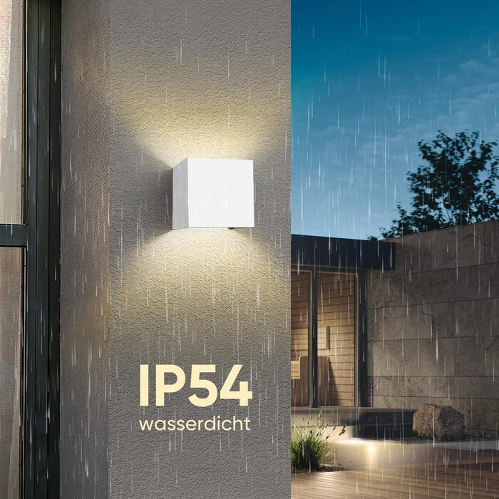 2 Pack LED Wall Light 12W, Indoor/Outdoor Aluminum Wall Lamp Adjustable Beam, 3000K Warm White Outdoor Wall Light IP54 for Living Room Bedroom Garden (White)