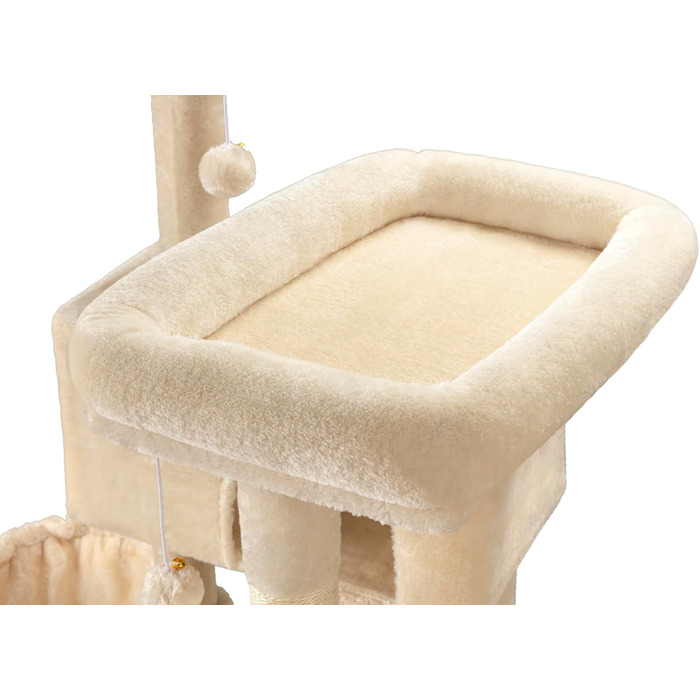 Кігтеточка MUTICOR 168 см з декількома рівнями, для великих котів, з м'якими лежаками, сизалевим покриттям, гамаком та кошиками, будиночком, широкою основою (Бежевий)