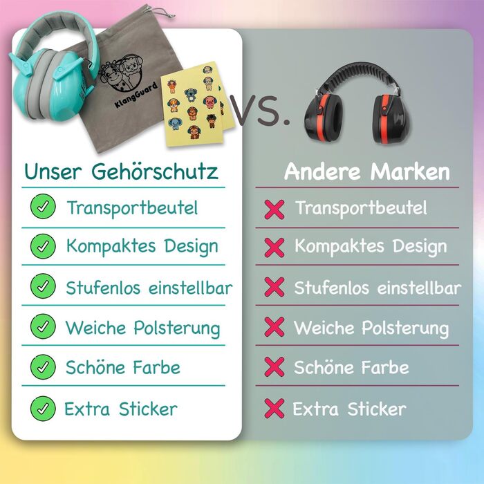 Навушники для дітей - захист від шуму, рожевий (м'ятно-зелений)